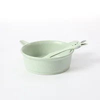 Rabbit-Green CATHYLIN столовые приборы из пшеничной соломы для детей, антиобжимные ложки, набор столовых приборов, детская миска, дополнительная пищевая тарелка OT19054 - Цвет: Rabbit-Green