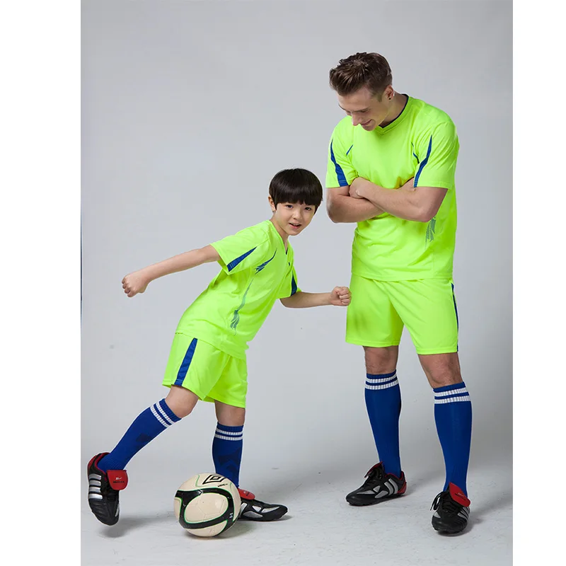 Kids Football Uniforms Kits Sports Soccer Jerseys+Pants Suit Short Sleeve Blank Training Suit Set for Children Boys