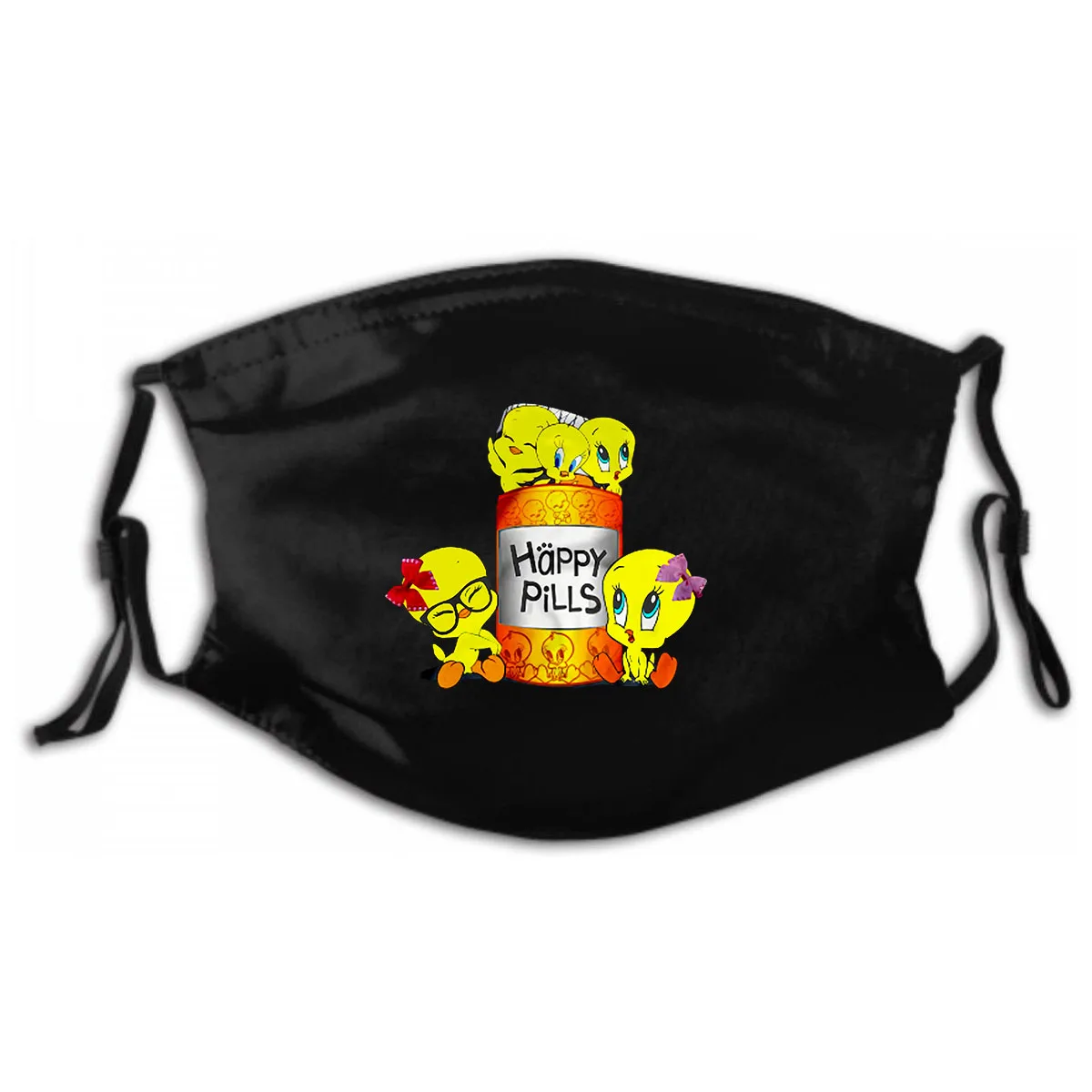 

Harajuku Streetwear Mask Men Mask with PM2.5 Filters 5 Layers of Protection for Unisex Black Tweety Bird Masks Washable Reusable