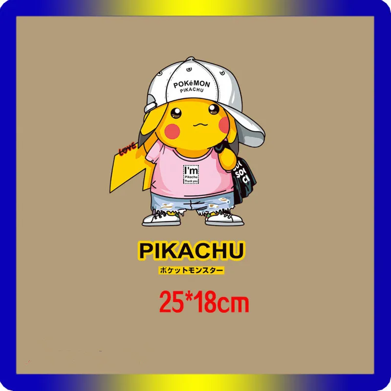 

1pcs Hot Sales DIY Heat Transfer Vinyl Iron On Sweatshirt Pikachu Pokemon Patches For Thermal Stickers T-shirt Washable Badges