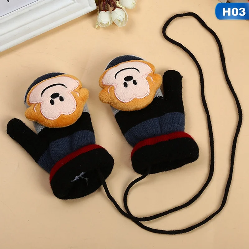 Теплые детские перчатки с милым кроликом и обезьянкой из мультфильма зимние детские перчатки для детей от 2 до 5 лет, перчатки для девочек мальчиков