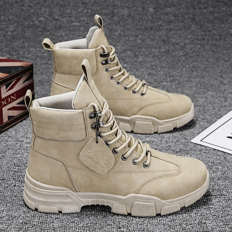 2020 yeni erkek çizmeler deri su geçirmez bağcıklı askeri botlar erkekler  kış ayak bileği hafif ayakkabı erkekler için kış rahat kaymaz|Basic  Çizmeler| - AliExpress