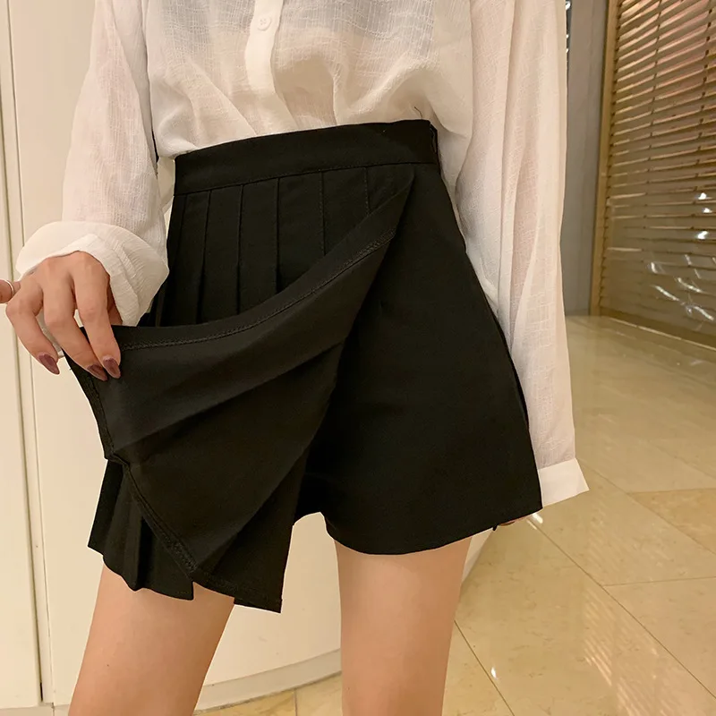 

Spring And Summer New Style Irregular Skirt Women's Vintage Hong Kong Flavor Elegant Solid Color High-waisted A- line Sheath Ple