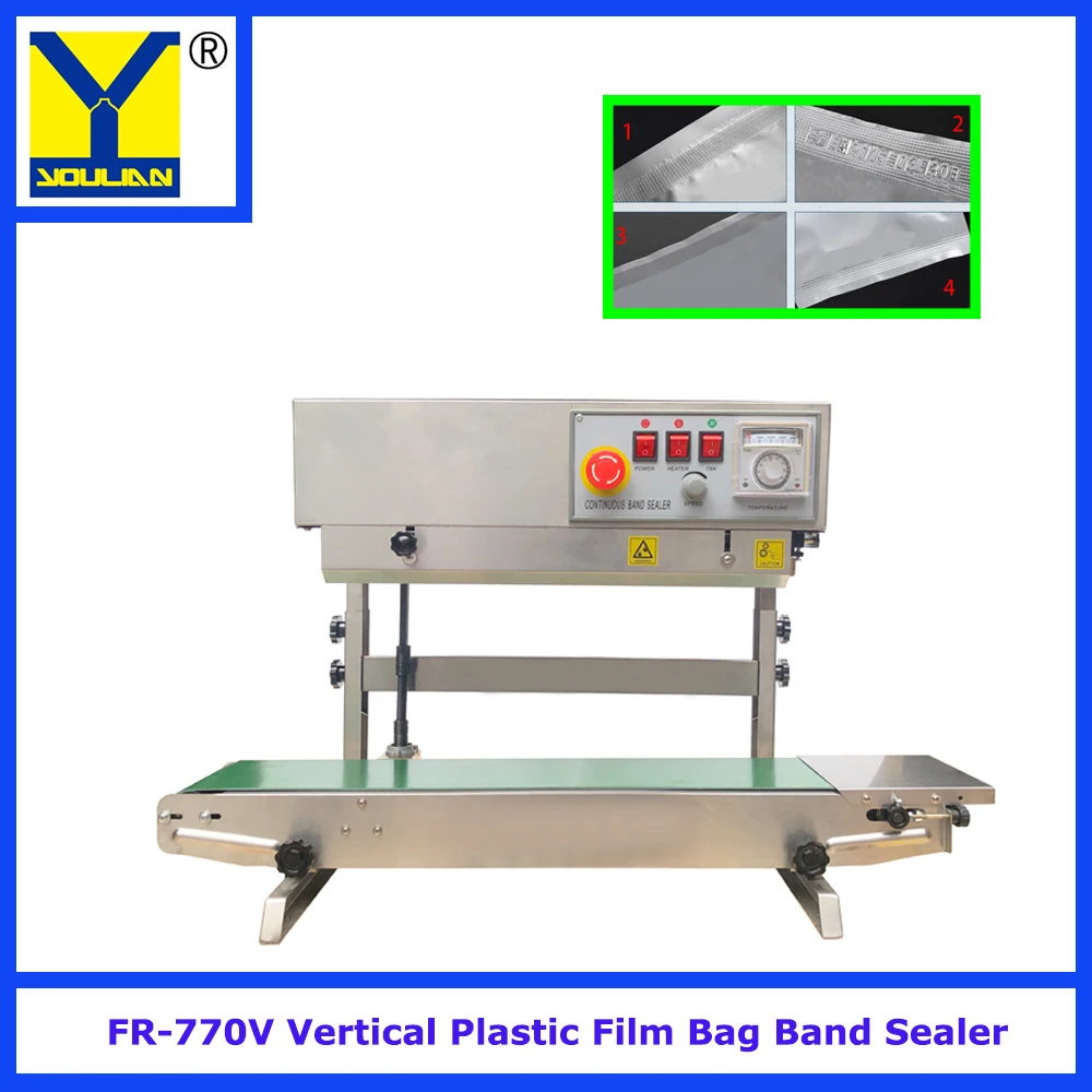 Brand New Continuous Band Sealer for Plastic Bags Film Sealing FR-770V Heat Sealing Machine Continuous Food Sealer