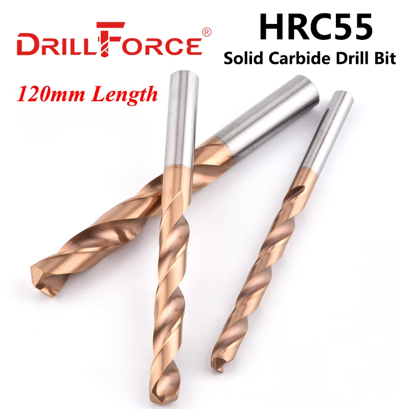 Drillforce 1PC 3mm20mmx120mm OAL HRC55 Solid Carbide Drill Bits Set