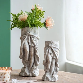 

RETRO GODDESS GIRLS BUST VASE STATUE ARTS ANGEL PORTRAIT FLOWER POT SCULPTURE CEMENT CRAFTS HOME DECORATION ORNAMENT R5010