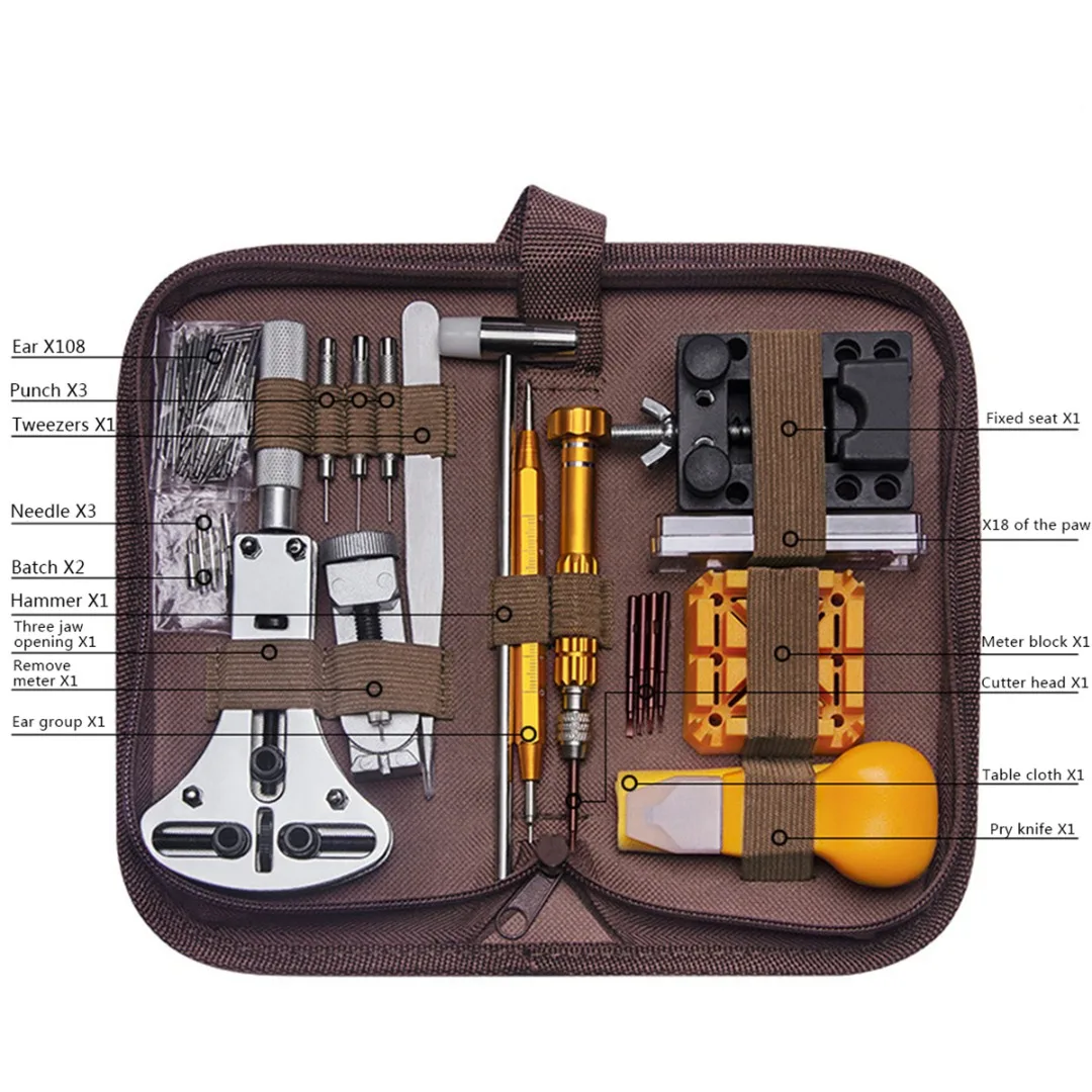 

149 Pcs Watch Repair Tool Kit Watch Link Pin Remover Case Opener Spring Bar Portable Professional Watches Repairing Tools