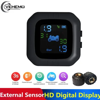 

Waterproof Motorcycle TPMS USB Charging Tire Temperature Tire Pressure Monitoring System LCD Color Screen 2pcs External Sensor