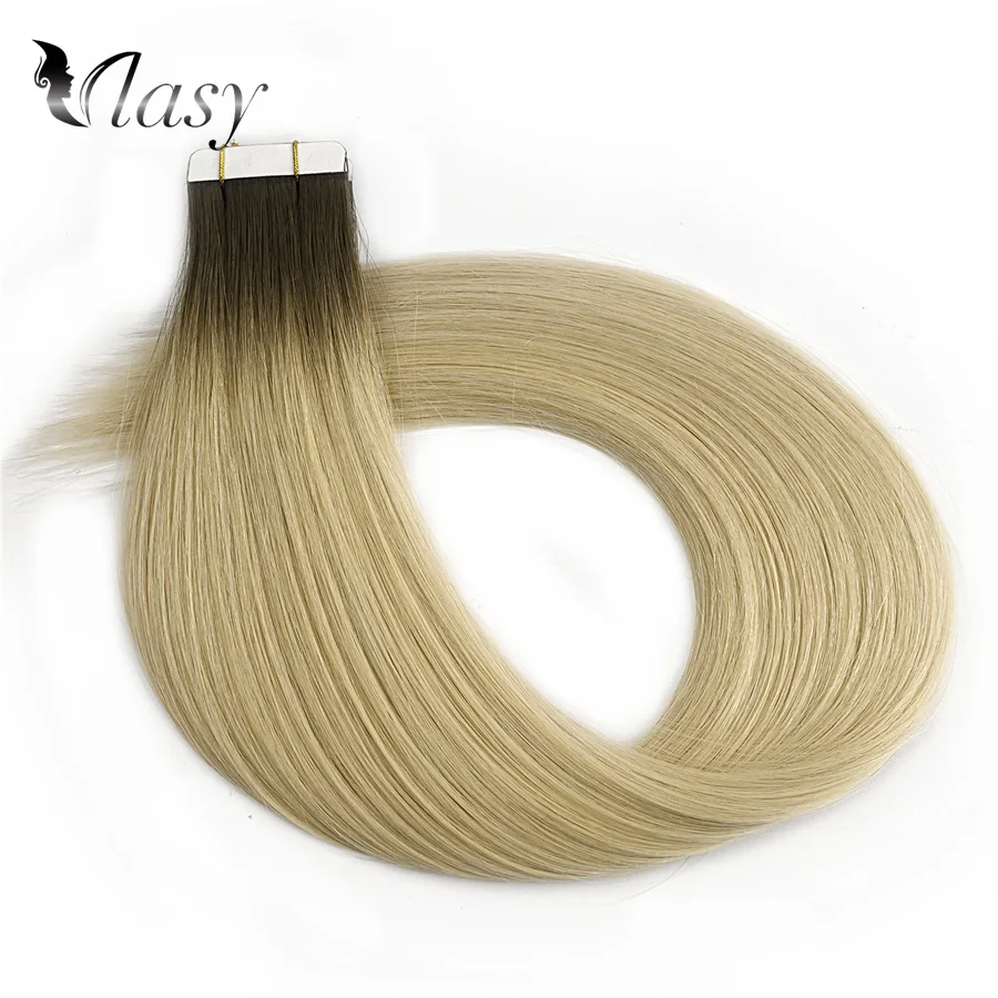 Vlasy 16'' 20'' Seamless Straight Remy Tape In Human Hair Double Drawn Skin Weft Tape In Human Hair Extensions Balayage Color