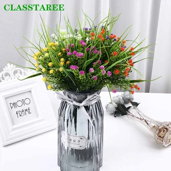 Beauty Artificial Plants Green Grass Plastic Fake Flowers 28cm Length Simulation Flower For Home Wedding Party Decoration