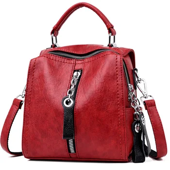 

Fashion Soft Leather Backpack Women Leisure Multifunction Shoulder Back Pack Teenager Girl Backpacks School Bags Ladies Bolsa