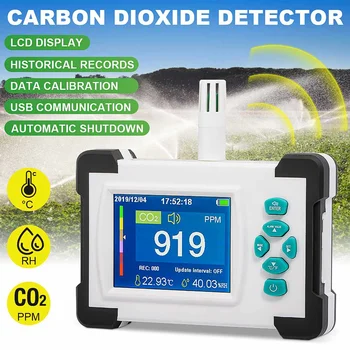 

Carbon Dioxide Detector with Rechargeable Battery TFT Display Air Quality Detector Meter Gas Analyzer CO2 Sensor for Home