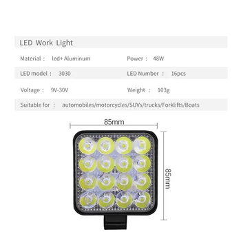 

Car Work lights Floodlight 16LED Off-Road Boat Fog lamp Aluminum Alloy