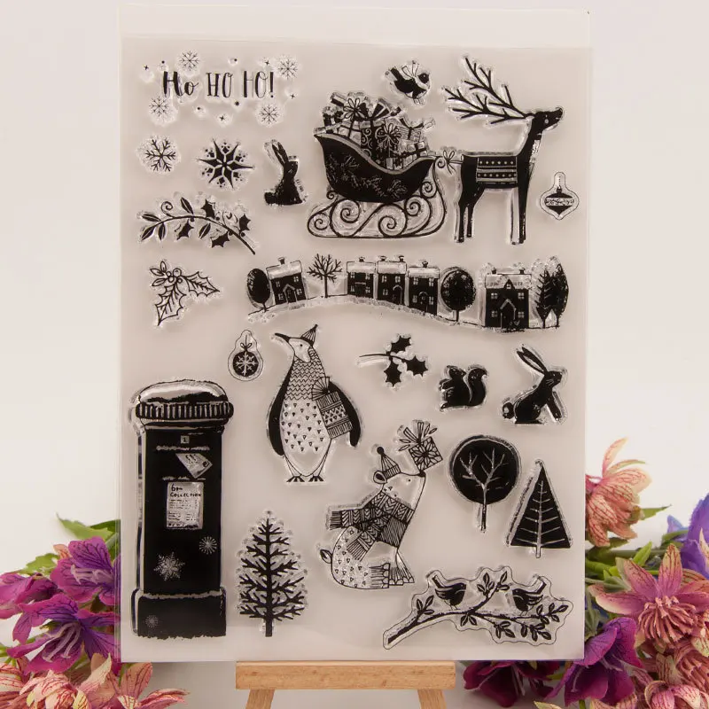KLJUYP рождественские животные прозрачный силиконовый штамп для вырезания штампов Набор для DIY скрапбукинга/фотоальбома декоративные