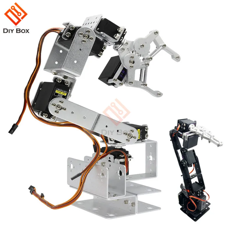 

Manipulator ROT3U 6DOF Freedom Mechanical Robot Arm Three-dimensional Rotation 6 Servo Motor Sillver Metal Gear for Arduino