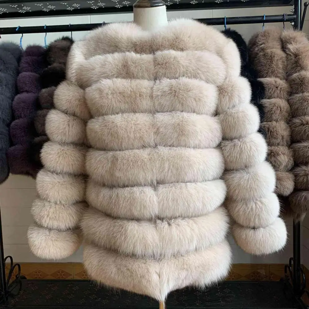 

70CM Women Fur Coat Fox Real Winter Genuine Natural Fox Fur Coat With Fur Vest Girl Coat Womens Vests Fox Coat Long sleeve DHL