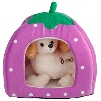 

Soft Cotton Cute Dog House Strawberry Style Multi-purpose Pets Dog Cat House Cage Outdoor Nest Yurt Accessories S/ M/ L For Choo