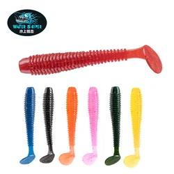 Water Sniper 60mm Worm Soft Fishing Lure 15PCS Paddle Tail Bass Fishing Bait Pesca Soft Lure Rubber Silicone Bait Gel