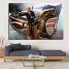 President Donald Trump Shooting Gun Canvas Painting American Flag Dinosaur Picture Modern Home Decor Living Room Wall Art Poster 3