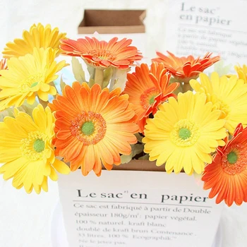 

7pcs handmade gerbera fashion home garden bride diy wreath material wedding banquet decoration artificial flower scissors crown