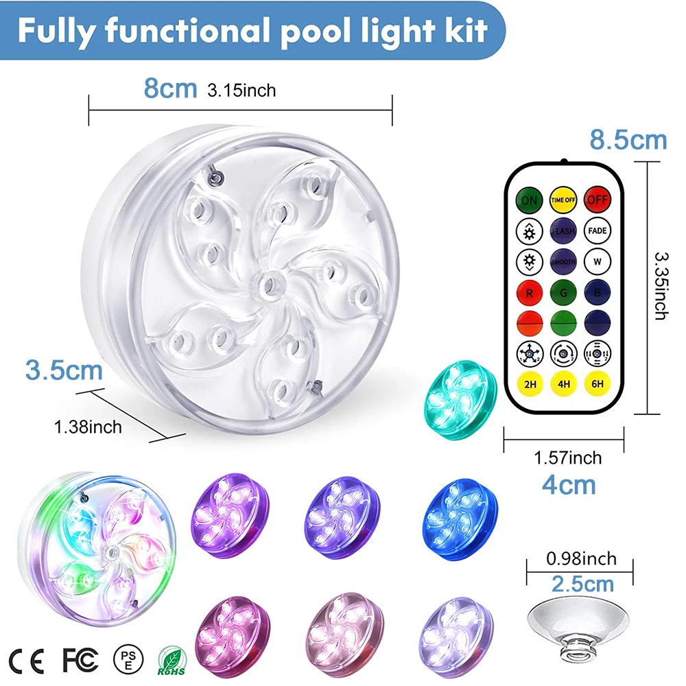 underwater led strip lights IP68 Waterproof RGB Submersible Light Battery Operated Underwater Night Lamp Outdoor Garden Party Decoration Underwater Lights swimming pool lights underwater