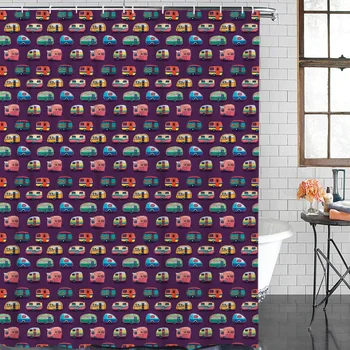 

Cartoon Bath Curtain Car-Intensive Transportation Tool Shower Curtain Waterproof Polyester Fabric Bathroom Decor