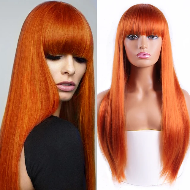 Linghang Gray and Black Wig Long Straight hair Cosplay Wig Two Tone Ombre Color Women Synthetic Hair Wigs #144