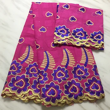 

100% cotton triple colors graceful pattern 7 yards together Swiss Voile Lace with stones High quality Cotton Lace Fabric FP1220