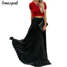 Женская однотонная плиссированная юбка макси с большой яркой юбкой