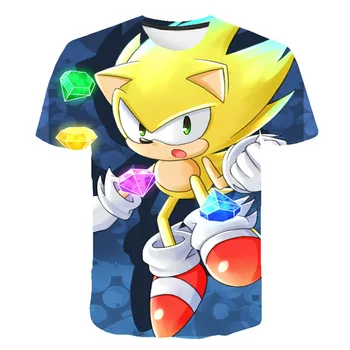 

20203D cartoon printed sonic T-shirt boys street children's clothing summer short sleeve boys and adolescents shirt T-shirt