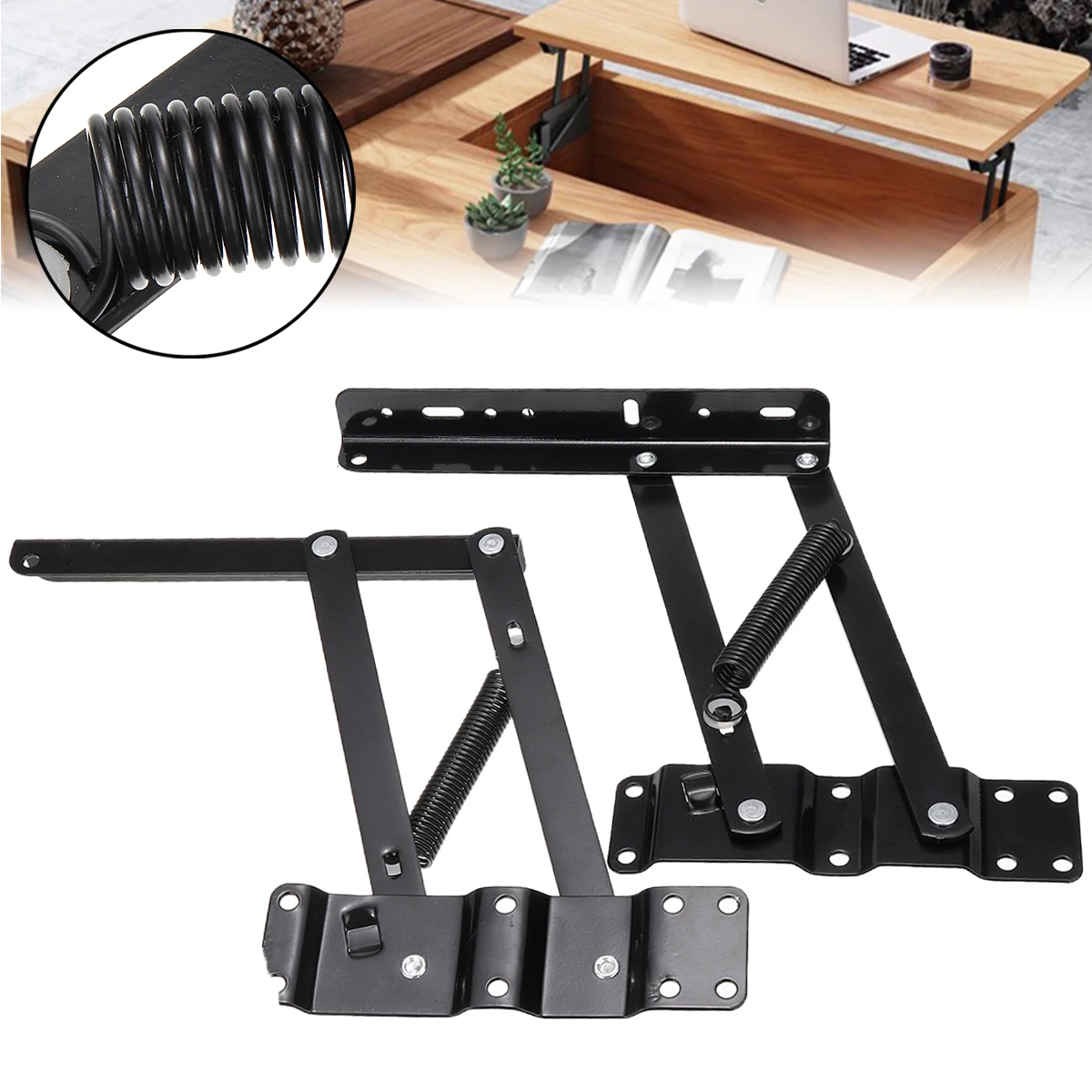

2Pcs/set Folding Spring Bracket Multifunctional Tea Table Hinge Furniture Lift Up Top Lifting Rack Shelf Accessories