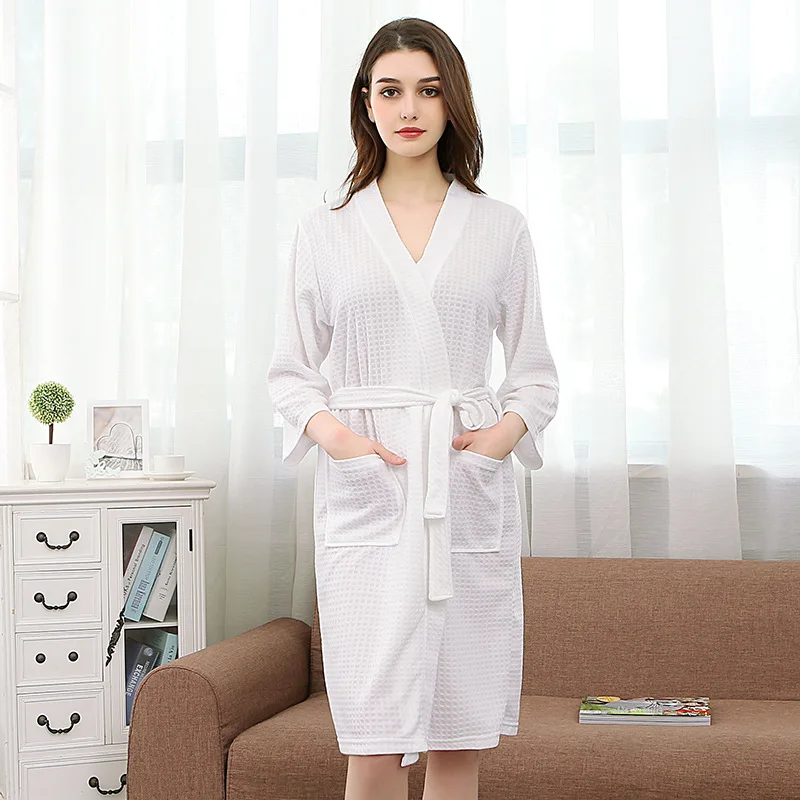Plus Size 3XL Couple Solid Waffle Nightgown Japanese Style Kimono Bathrobe Gown High Quality Spa Sleep Shirt Casual Home Dress