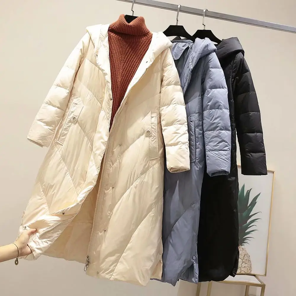 

2019 Winter Warm Long Sleeve Solid Color Zipper Long Parka Coat Outwear Thick Warm Parka
