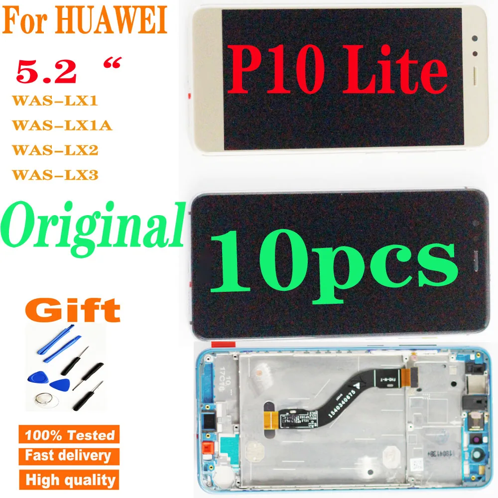 

10PCS Original LCD for HUAWEI P10 Lite Lcd Display Touch Screen P10 Lite Screen Replacement WAS-LX1 WAS-LX1A WAS-LX2 WAS-LX3 LCD