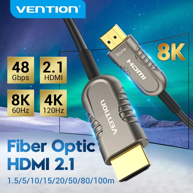 Vention HDMI 2.1 Cable 8k 48Gbps Fiber Optic HDMI Cable for PS4 Projector Accessories Cables Devices Electronics Fiber cables Gadget Hifi System Music & Sound cb5feb1b7314637725a2e7: HDMI 2.0|HDMI 2.1|Upgraded HDMI 2.1