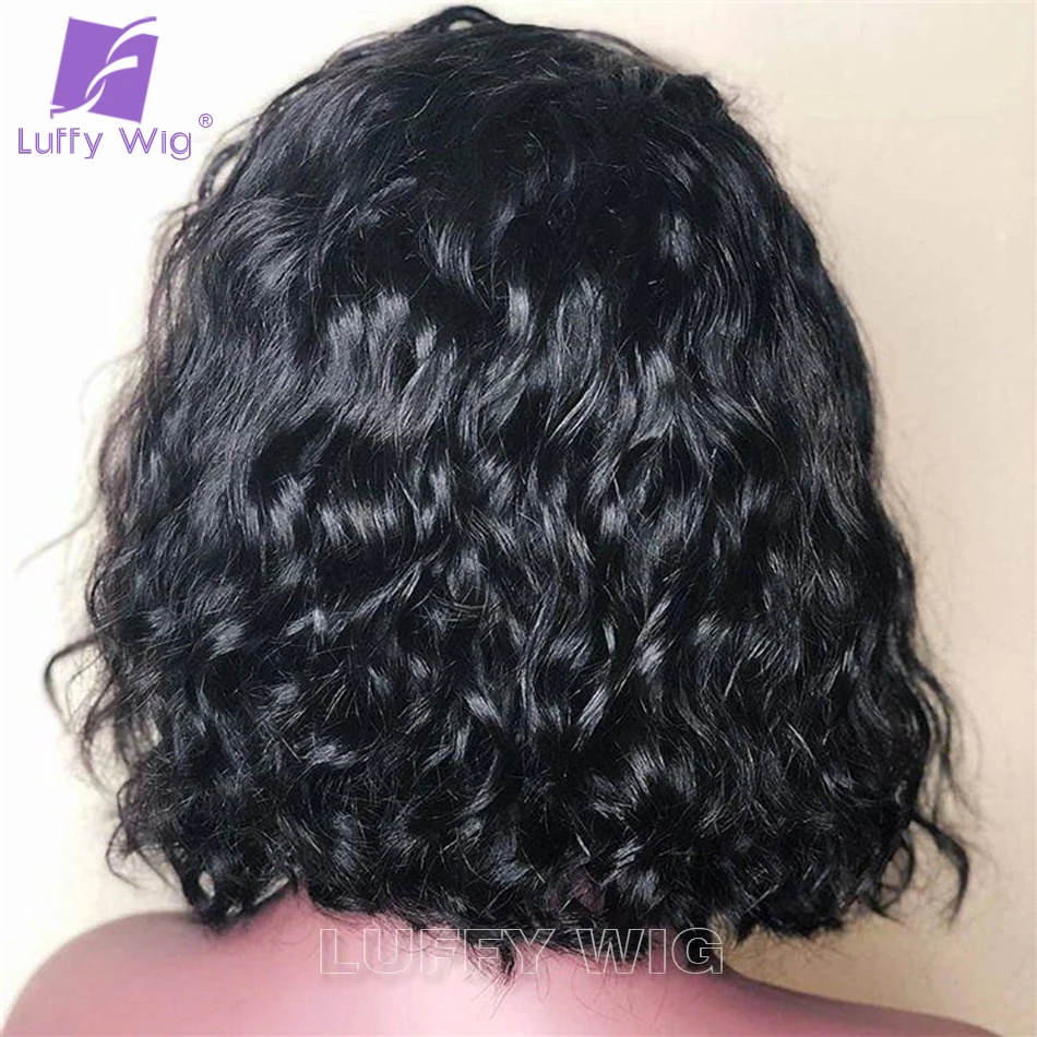 Human Hair Wig Lace Front Wig Human Hair Wigs Front Lace Wig Short Water Wave 13x6 Lace Front Wig Glueless Preplucked Remy Brazilian Hd Transparent Human Hair Wigs Bleached Knots For Women
