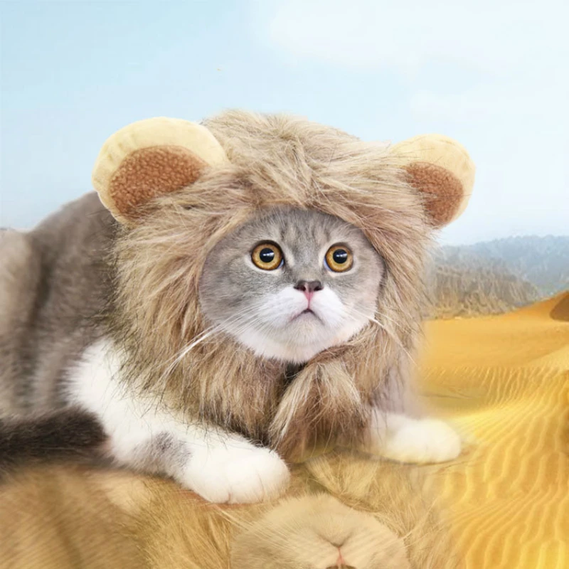 Милая Кепка для собак, s, Cat, Регулируемая Кепка на липучке, забавная шапка, шапка с изображением Льва, гривы, парика, карнавальный костюм, аксессуары для улицы, головной убор GM03