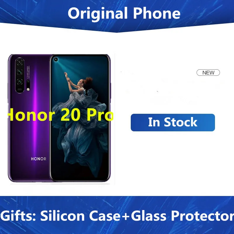 

Honor 20 Pro Mobile Phone Kirin 980 Android 9.0 6.26" Full Screen 48.0MP+32.0MP+18.0MP+16.0MP+2.0MP 5* Cameras Fingerprint NFC