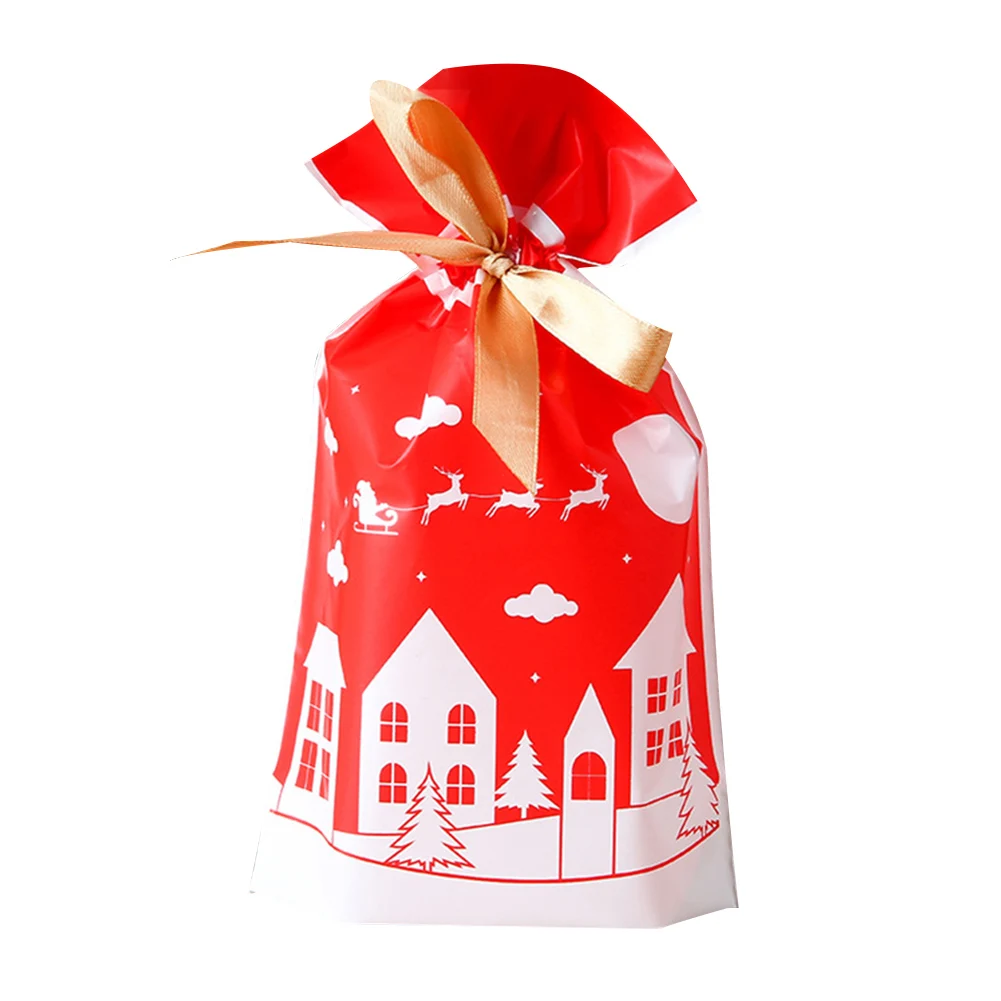 

50PCS Candy Pocket Christmas Storage Ribbon Party Decorative Packing Drawstring Bag Home Printed Cute Organizer Gift