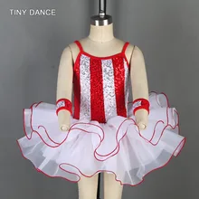 Детская танцевальная одежда для джаза и крана красное/белое платье с блестками для девочек, балетная танцевальная пачка, сценический костюм, танцевальные пачки 20028