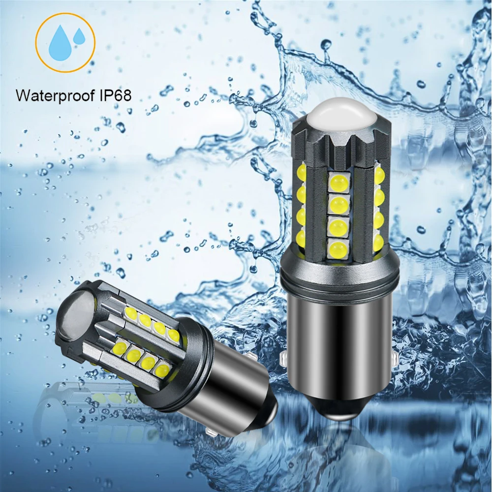 2 шт., P21W 1156 BA15S Canbus, без ошибок, 23 светодиодный-3030 SMD, Автомобильный светодиодный светильник, замена 1600Lm, автомобильная Тормозная лампа, задний сигнальный светильник, без вспышки
