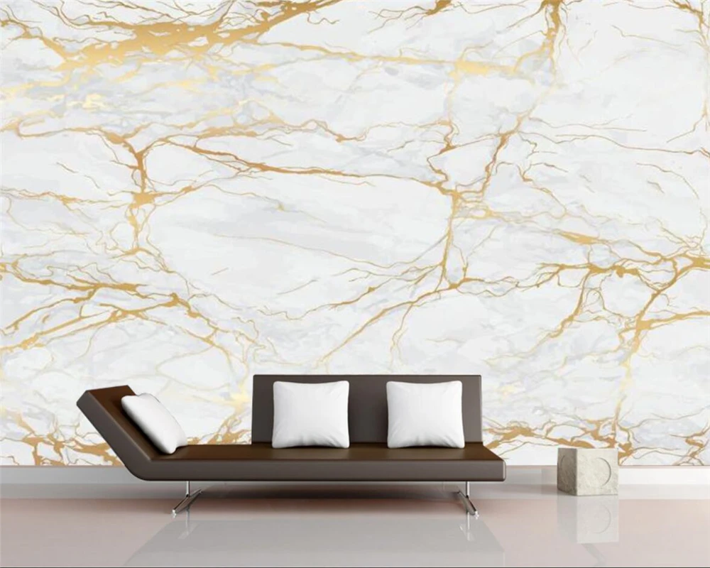 

Customize any size mural modern white marble wallpaper golden line mural living room TV sofa bedroom home decoration wallpaper