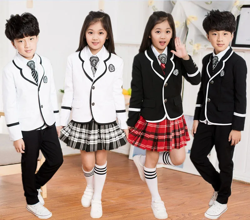 Новая Осенняя униформа, школьные костюмы для детей, школьная форма для мальчиков и девочек, куртка, студенческий костюм в британском стиле
