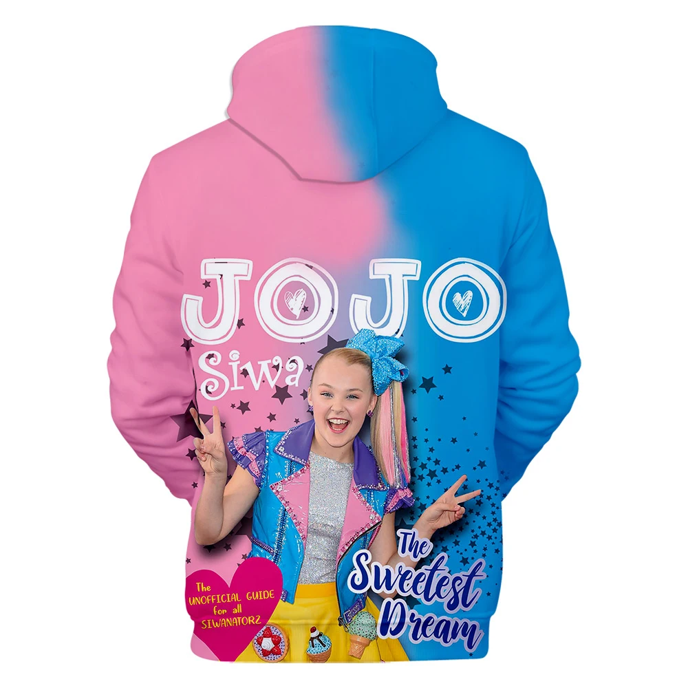 JOJO SIWA/худи для мальчиков и девочек с 3D принтом; толстовка в стиле Харадзюку; осенние детские топы с 3D принтом; толстовка с капюшоном для мужчин и женщин