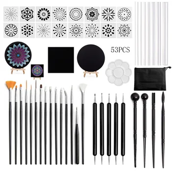 

Mandala tools 53-piece set thickened cardboard painting template point drill pen easel embellishment stick