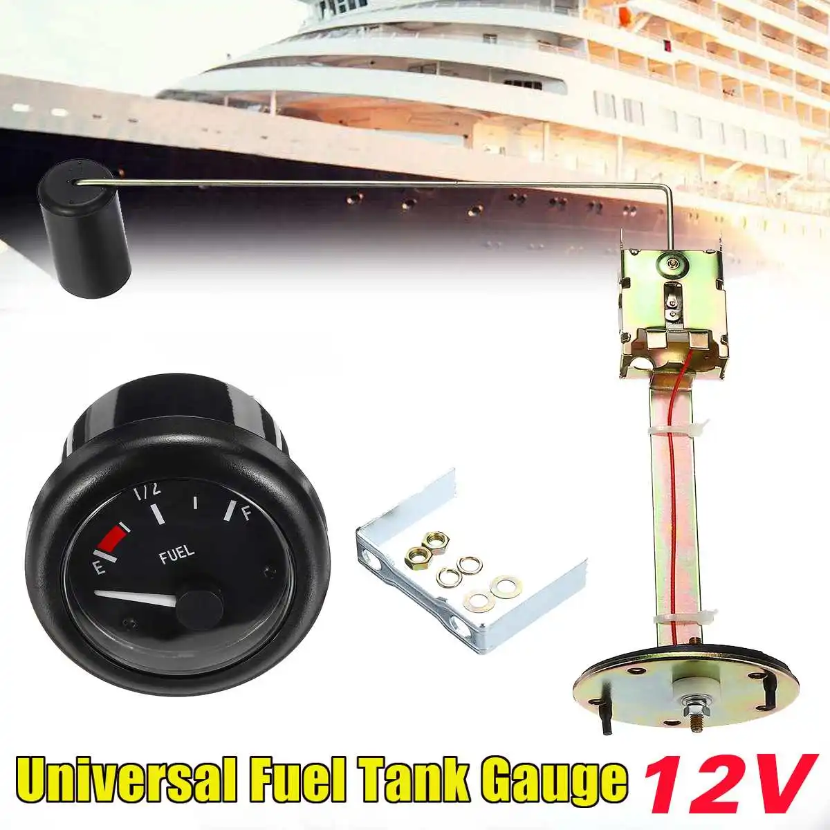 52mm 12V Fuel Gauge Fuel Tank Sensor Marine Boat RV Gas Diesel Tank