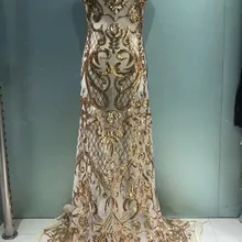 Дизайн, блестки, Сетчатое кружево, африканская Тюлевая сетчатая кружевная ткань высокого качества для вечернего платья, H-98141, 5 ярдов/партия, нигерийская