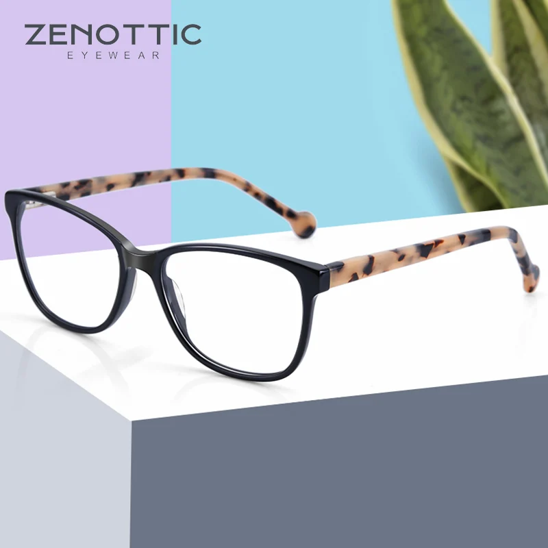 

ZENOTTIC Vintage Acetate Cat Eye Glasses Frame Women Retro Square Optical Spectacles Male Fashion Myopia Prescription Eyeglasses