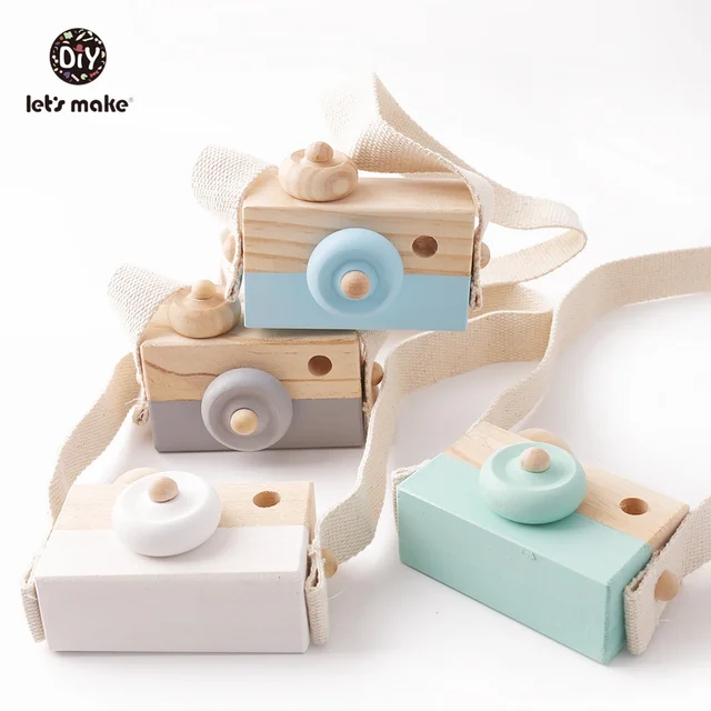 Let'S Make 1Pc Wooden Baby Toys Fashion Camera Wood Pendants Montessori Toys For Kids Wooden Diy Present Nursing Gift Baby Block 3