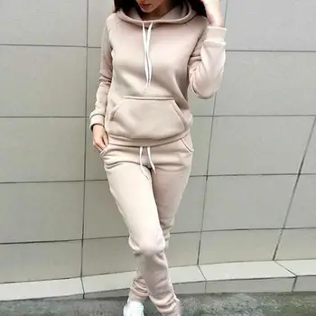 

Women's Tracksuit Hoodies 2 Piece Sets Sweatshirt And Long Pants Women Sport Suits Pockets Spring And Autumn Sportswear